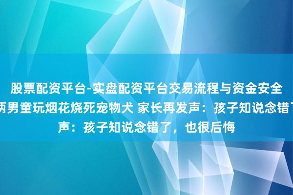 股票配资平台-实盘配资平台交易流程与资金安全全解析 江苏两男童玩烟花烧死宠物犬 家长再发声：孩子知说念错了，也很后悔