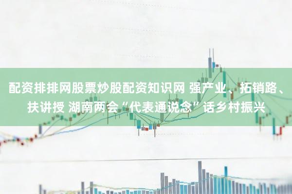 配资排排网股票炒股配资知识网 强产业、拓销路、扶讲授 湖南两会“代表通说念”话乡村振兴